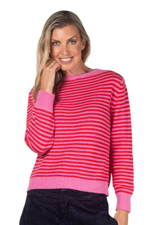 URBAN LUXURY Striped Sweater - Red and Pink Jumpers + Knitwear - Zabecca Living