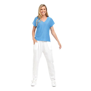 URBAN LUXURY V Neck Lurex Top - Royal Blue Shirts & Blouses - Zabecca Living