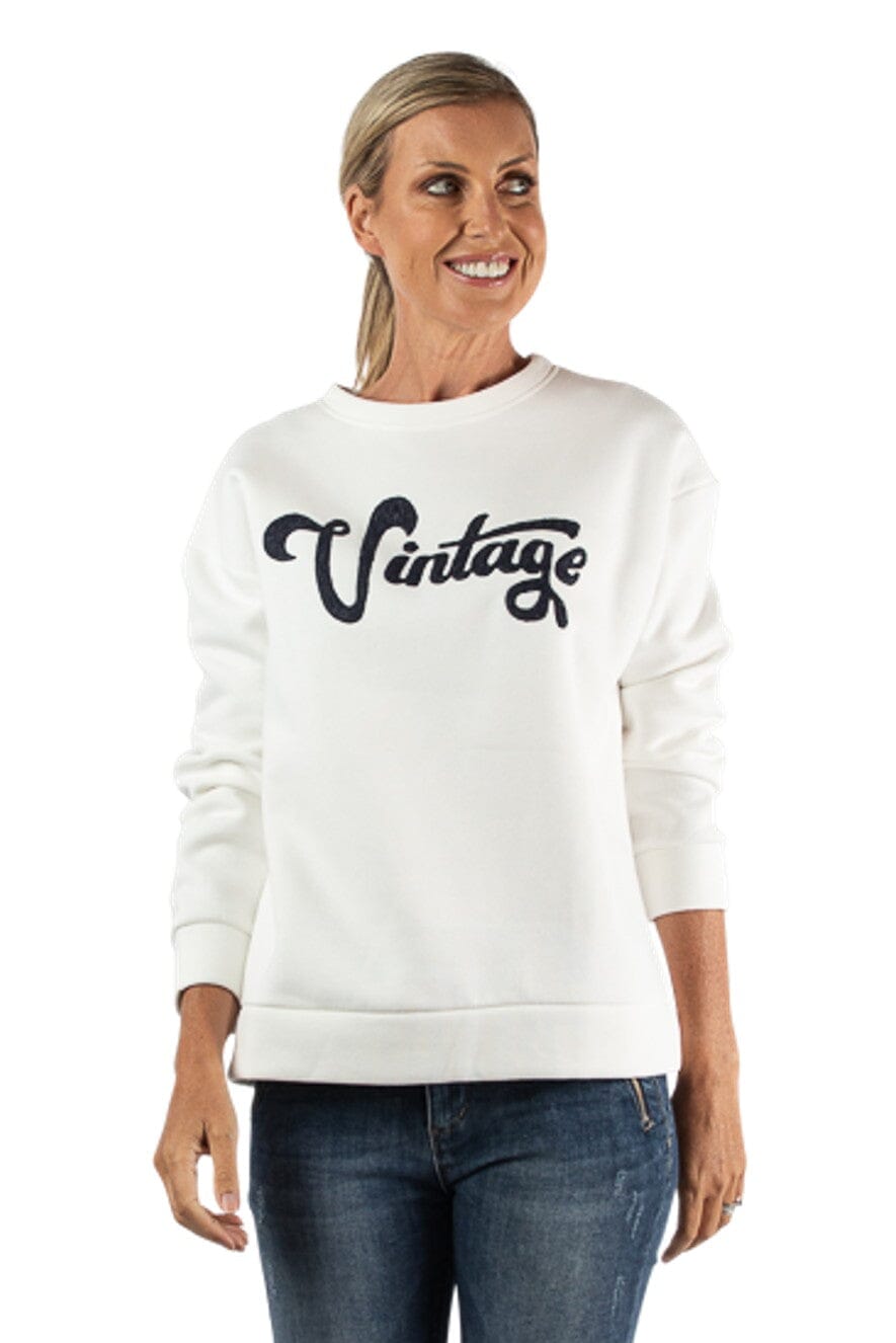 URBAN LUXURY Vintage Sweat - White / Black SWEATER - Zabecca Living