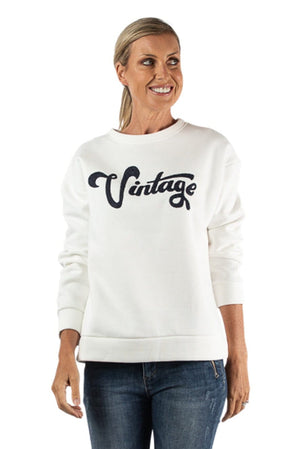 URBAN LUXURY Vintage Sweat - White / Black SWEATER - Zabecca Living