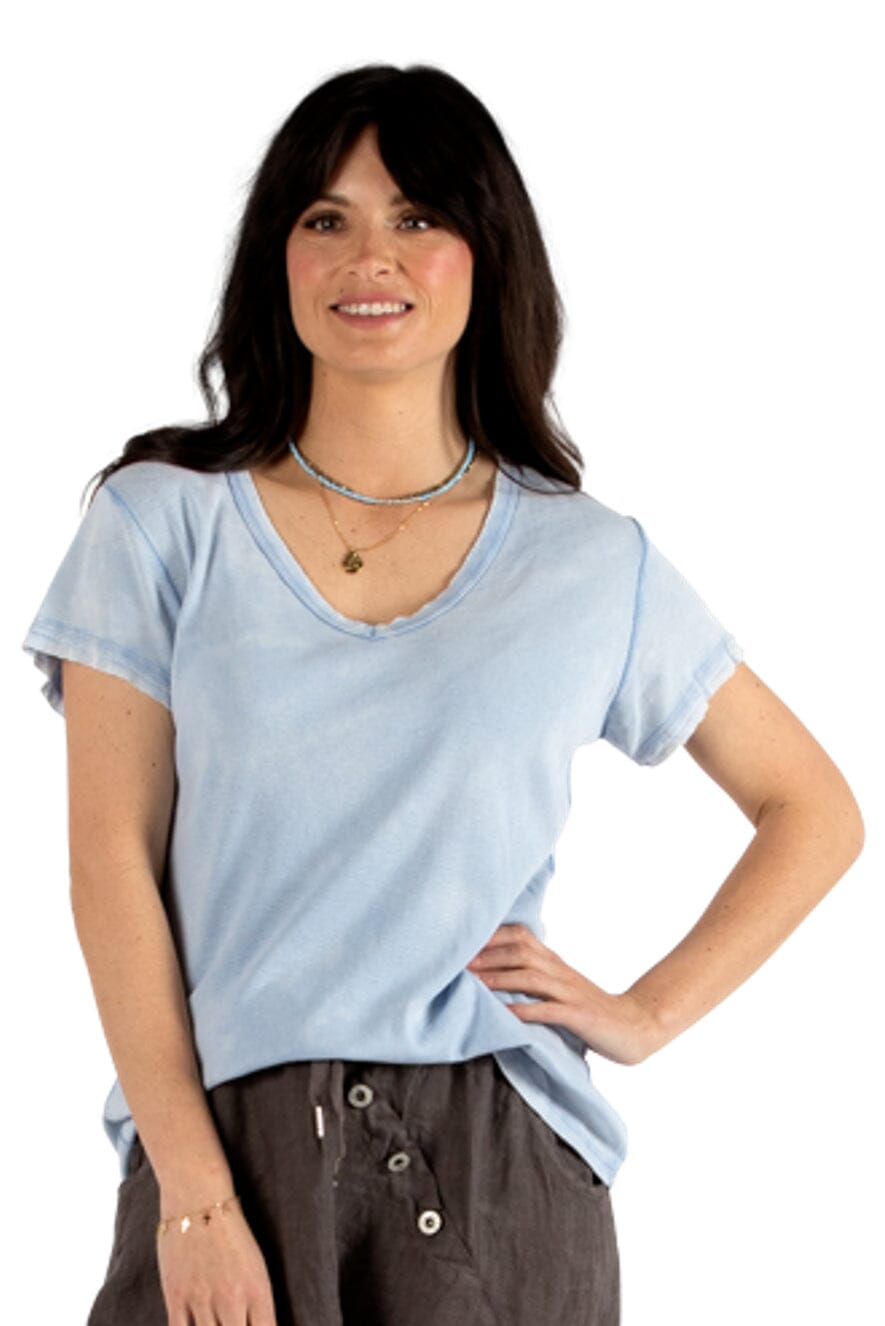URBAN LUXURY Washed Tee - Baby Blue Tee - Zabecca Living