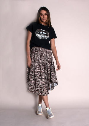 WE ARE THE OTHERS Pleated Elastic Skirt - Leopard Skirt - Zabecca Living