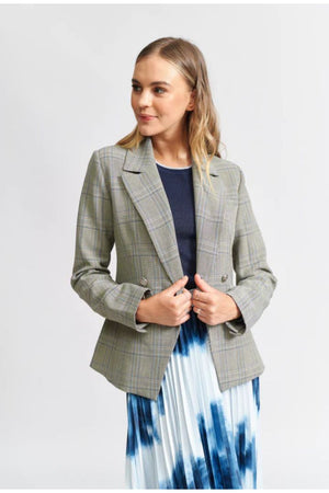 WE ARE THE OTHERS The Check Fitted Blazer - Blue Check Jacket - Zabecca Living