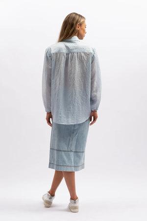 WE ARE THE OTHERS The Sheer Stripe Shirt - Blue Stripe Shirts & Blouses - Zabecca Living