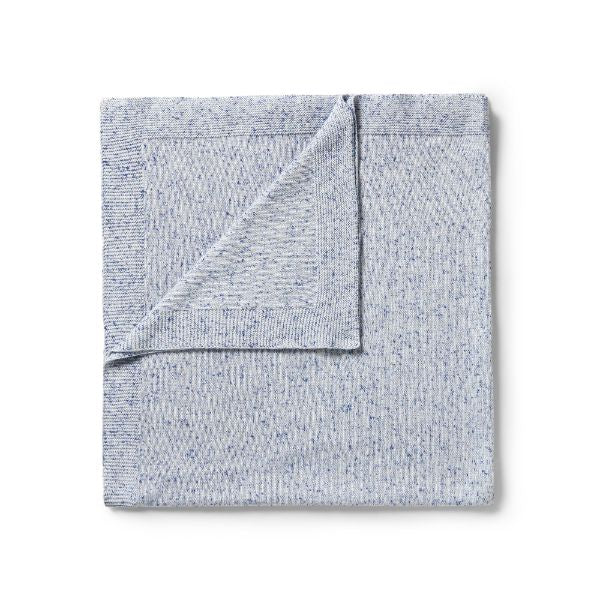 WILSON AND FRENCHY Knitted Blanket - Deep Blue Fleck BABY BLANKET - Zabecca Living