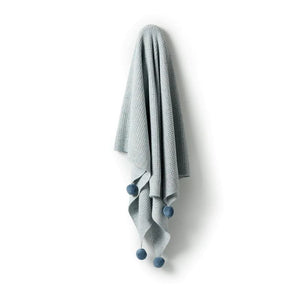 WILSON AND FRENCHY Knitted Fleck Blanket - Bluestone BABY BLANKET - Zabecca Living