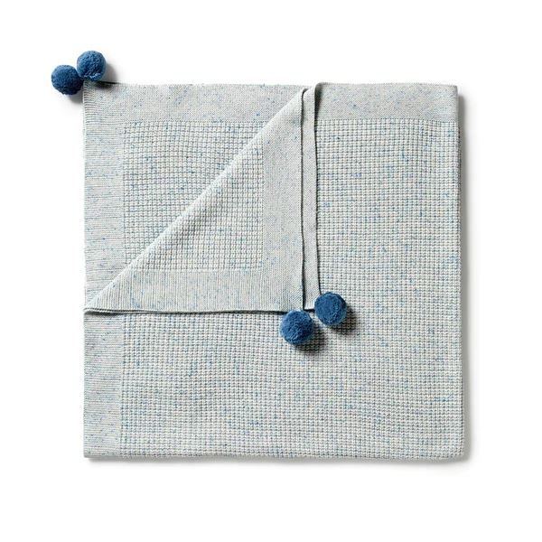 WILSON AND FRENCHY Knitted Fleck Blanket - Bluestone BABY BLANKET - Zabecca Living