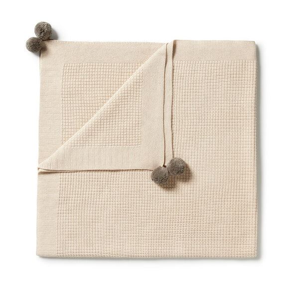 WILSON AND FRENCHY Knitted Fleck Blanket - Oatmeal Melange BABY BLANKET - Zabecca Living