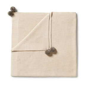 WILSON AND FRENCHY Knitted Fleck Blanket - Oatmeal Melange BABY BLANKET - Zabecca Living