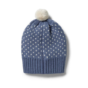 WILSON AND FRENCHY Knitted Fleck Hat - Blue Depths Baby Hat - Zabecca Living
