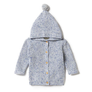 WILSON AND FRENCHY Knitted Jacket - Deep Blue Fleck BABY CLOTHING - Zabecca Living