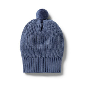 WILSON AND FRENCHY Knitted Rib Hat - Blue Depths Baby Hat - Zabecca Living