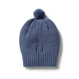 WILSON AND FRENCHY Knitted Rib Hat - Blue Depths Baby Hat - Zabecca Living