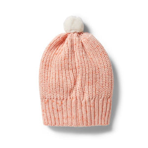 WILSON AND FRENCHY Knitted Rib Hat - Silver Peony Fleck Baby Hat - Zabecca Living