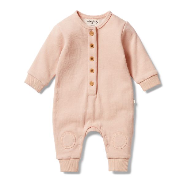 WILSON AND FRENCHY Organic French Terry Slouch Growsuit - Cameo Rose BABY CLOTHING - Zabecca Living