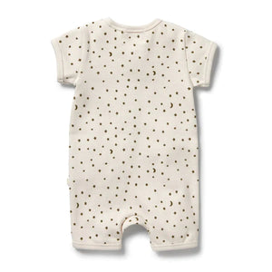 WILSON AND FRENCHY Organic Rib Boyleg Zipsuit - Chasing The Moon BABY CLOTHING - Zabecca Living