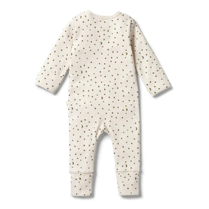 WILSON AND FRENCHY Organic Rib Zipsuit With Feet - Chasing The Moon BABY CLOTHING - Zabecca Living