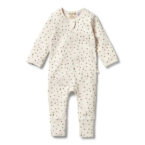 WILSON AND FRENCHY Organic Rib Zipsuit With Feet - Chasing The Moon BABY CLOTHING - Zabecca Living