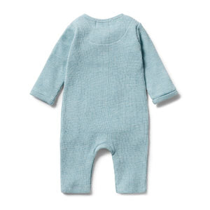WILSON AND FRENCHY Organic Waffle Slouch Growsuit - Mint Fleck BABY CLOTHING - Zabecca Living