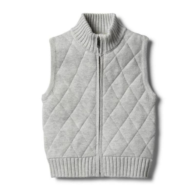 WILSON & FRENCHY Cloud Grey Knitted Vest BABY CLOTHING - Zabecca Living