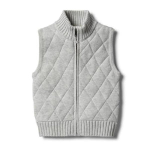 WILSON & FRENCHY Cloud Grey Knitted Vest BABY CLOTHING - Zabecca Living