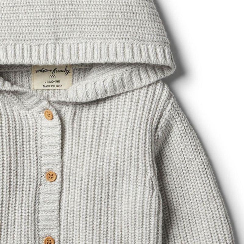 WILSON & FRENCHY Cloud Grey Rib Knitted Jacket BABY CLOTHING - Zabecca Living