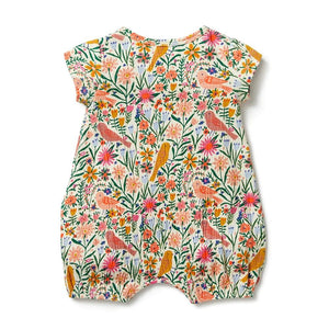 WILSON & FRENCHY Crinkle Henley Playsuit - Birdy Floral BABY CLOTHING - Zabecca Living
