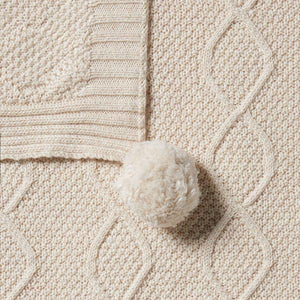 WILSON & FRENCHY Knitted Cable Blanket - Oatmeal Melange BABY BLANKET - Zabecca Living