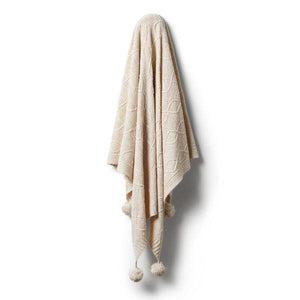 WILSON & FRENCHY Knitted Cable Blanket - Oatmeal Melange BABY BLANKET - Zabecca Living