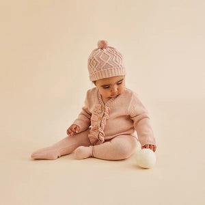 WILSON & FRENCHY Knitted Cable Hat - Rose Baby Hat - Zabecca Living