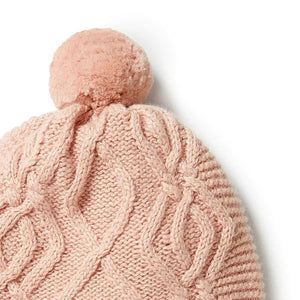 WILSON & FRENCHY Knitted Cable Hat - Rose Baby Hat - Zabecca Living