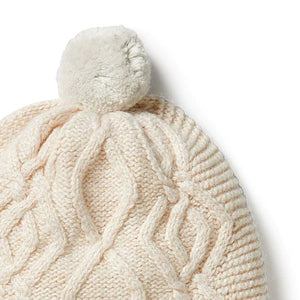 WILSON & FRENCHY Knitted Cable Hat - Sand Melange Baby Hat - Zabecca Living