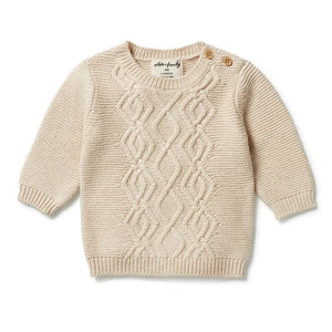 WILSON & FRENCHY Knitted Cable Jumper - Oatmeal Melange BABY CLOTHING - Zabecca Living