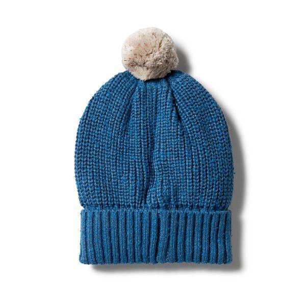 WILSON & FRENCHY Knitted Hat - Denim Fleck Baby Hat - Zabecca Living