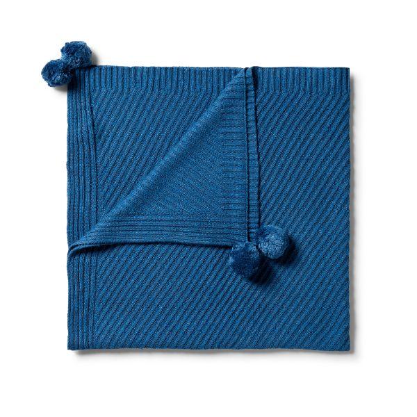 WILSON & FRENCHY Knitted Jacquard Blanket - Denim Fleck BABY BLANKET - Zabecca Living