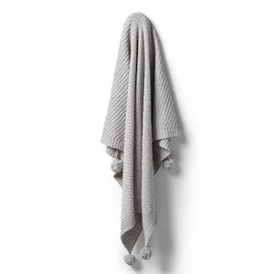 WILSON & FRENCHY Knitted Jacquard Blanket - Grey Fleck BABY BLANKET - Zabecca Living