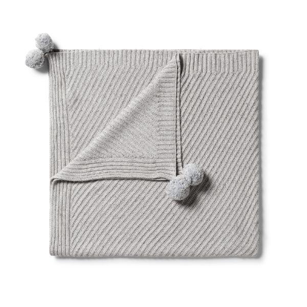 WILSON & FRENCHY Knitted Jacquard Blanket - Grey Fleck BABY BLANKET - Zabecca Living