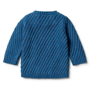 WILSON & FRENCHY Knitted Jacquard Jumper - Denim Fleck BABY CLOTHING - Zabecca Living