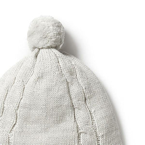 WILSON & FRENCHY Knitted Mini Cable Bonnet - Grey Melange Baby Hat - Zabecca Living