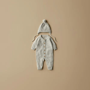 WILSON & FRENCHY Knitted Mini Cable Bonnet - Grey Melange Baby Hat - Zabecca Living