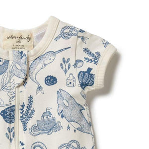 WILSON & FRENCHY Organic Boyleg Zipsuit - 7 Seas BABY CLOTHING - Zabecca Living