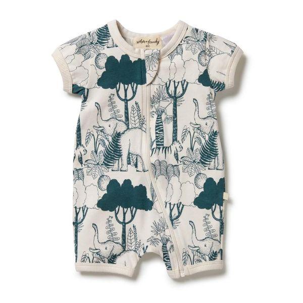 WILSON & FRENCHY Organic Boyleg Zipsuit - Wild Wilderness BABY CLOTHING - Zabecca Living