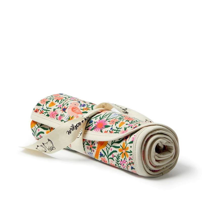 WILSON & FRENCHY Organic Bunny Rug - Birdy Floral BABY BLANKET - Zabecca Living