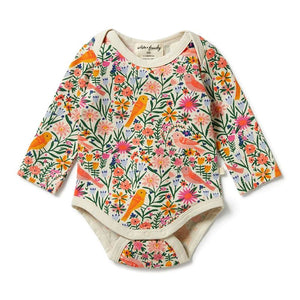 WILSON & FRENCHY Organic Envelope Bodysuit -Birdy Floral BABY CLOTHING - Zabecca Living
