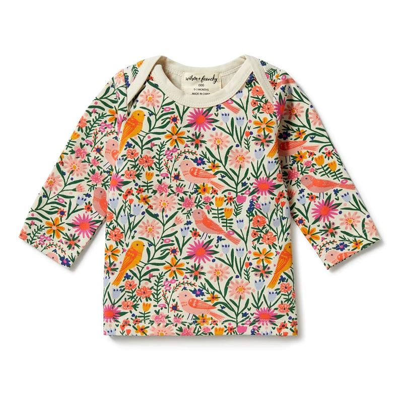 WILSON & FRENCHY Organic Envelope Top - Birdy Floral BABY CLOTHING - Zabecca Living