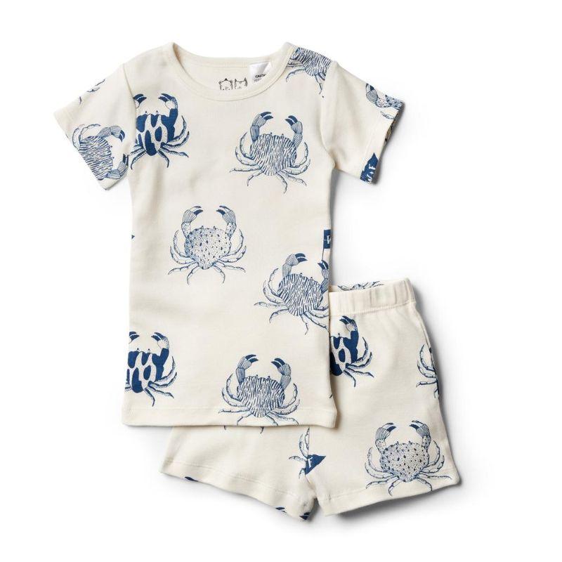 WILSON & FRENCHY Organic Monsieur Crab Short Sleeve Pyjama Set Kids Pyjamas - Zabecca Living