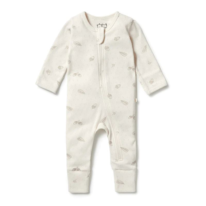 WILSON & FRENCHY Organic Pointelle Zipsuit With Feet - Little Acorn BABY CLOTHING - Zabecca Living