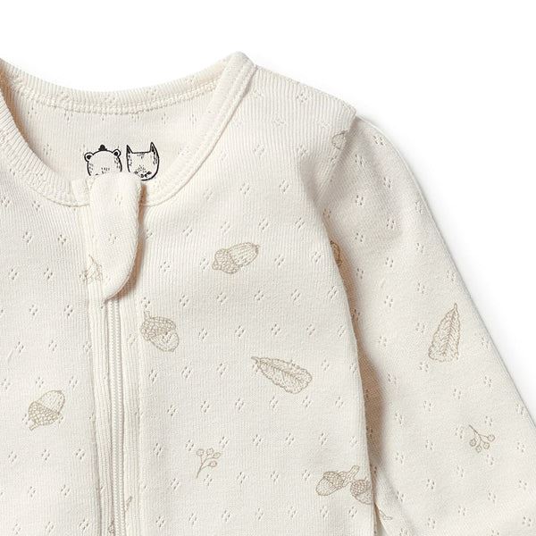 WILSON & FRENCHY Organic Pointelle Zipsuit With Feet - Little Acorn BABY CLOTHING - Zabecca Living