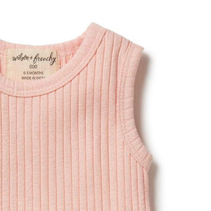 WILSON & FRENCHY Organic Rib Ruffle Bodysuit - Blush BABY CLOTHING - Zabecca Living