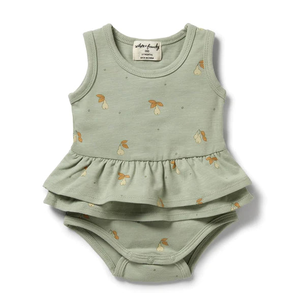 WILSON & FRENCHY Organic Ruffle Bodysuit - Perfect Pears BABY CLOTHING - Zabecca Living